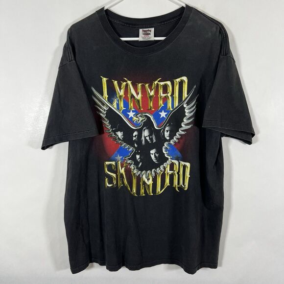 Vintage Lynyrd Skynyrd 1999/2000 Tour T Shirt XL Black Single Stitch Oneita - Picture 1 of 14